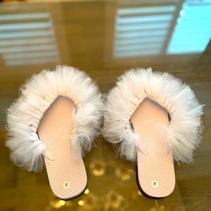 Custom made tulle flip flops